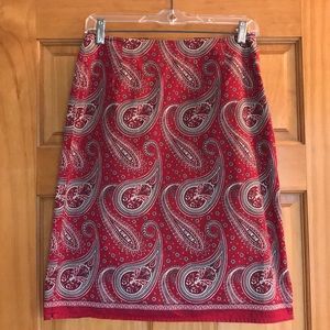 Red/tan/black paisley pencil skirt Size 4